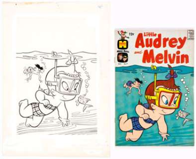 Warren Kremer Little Audrey and Melvin #7 Cover Original Art (Harvey, 1962).... (Total: 2 Original Art)