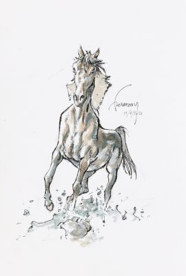 Hermann | Lot 126 - Comanche, illustration sur papier dessin à… | AZ auction