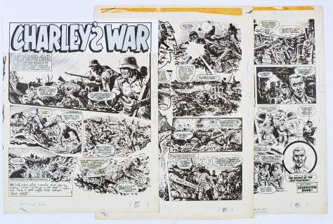 Charley’s War three original artworks by Joe Colquhoun from Battle 614 (1984) pgs 29-31 | Comic Book Auctions ltd