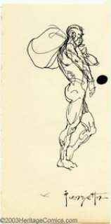 Frank Frazetta - Original Sketch, "Man Carrying Sack" (undated). Pen and ink drawing by Frank Frazetta. - | Heritage