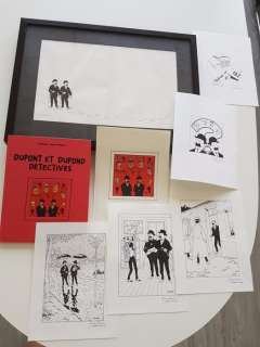 Rodier, Yves | Couverture, Pages de garde, Hors Texte et Essais, tous originaux (10x)  - Dupont et Dupond détectives (TL) + Lettre manuscrite  - C  - EO (1995) | Catawiki