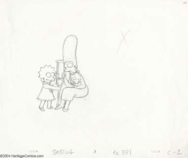 The Simpsons Preliminary Animation Original Art (undated). Maggie, Marge, and Lisa, the three Simpson lovelies, - | Heritage