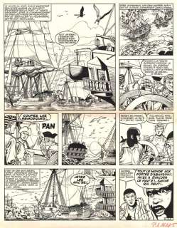 Victor HUBINON - Planche originale 14 du tome 10 de BARBE-ROUGE - Mort ou vif -
