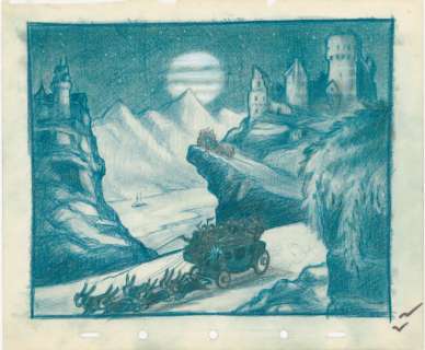 Pinocchio Studio Walt Disney, 1940. Dessin de layout. Format : 25 x 30 | Rossini