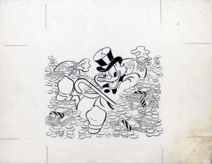 Walt Disney, Studios | Picsou Illustration originale Ã  l’encre de chine, tout Ã  fait typique du personnage… | Cornette de St Cyr