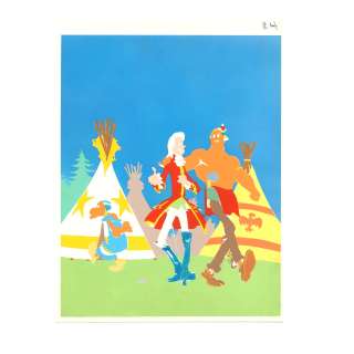 Uderzo (1927-2020). | Oumpah-Pah. Couverture Oumpah-Pah le peau rouge. Réduction sur celluloid et mise en couleur gouachée sur rhodoid. Dimensions : 36 x... | HVMC