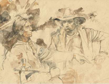 Serpieri, Paolo Eleuteri - â€œAutoritratto con Indianoâ€ - late 1970s | Catawiki