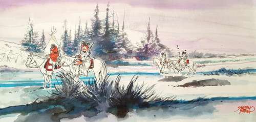 Stefano Babini – Winter – Indiani nella neve a cavallo