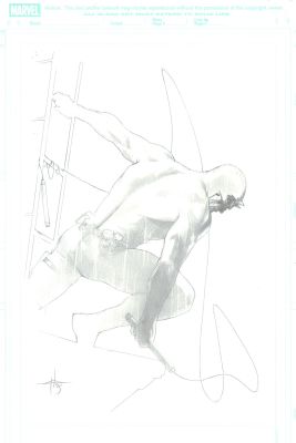 Gabriele Dell’otto | Daredevil Swinging His Billy Club on a Ladder Published Pinup | Romitaman