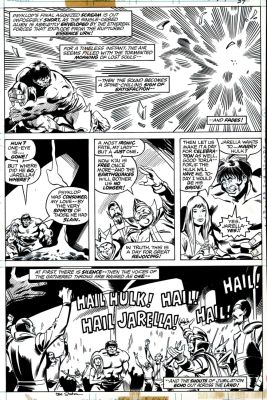 Joe Staton Sal Buscema | Incredible Hulk #203 P 27 Last Page (Incredible Hulk Saves Jarella From Bomb Blast As Psyklop Dies!) 1976 | Romitaman