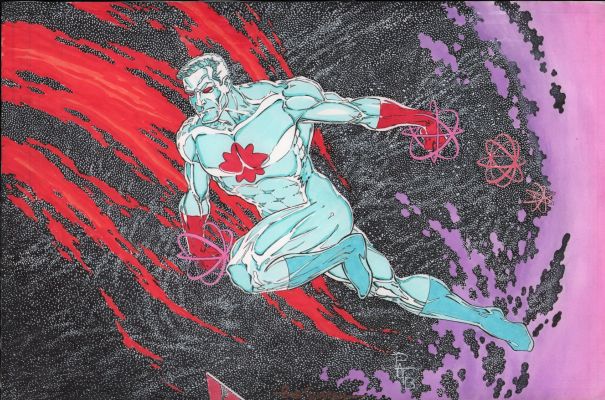 Pat Broderick | Captain Atom Detailed Full Page Color Commission - Signed | Anthony’s Comic Book Art