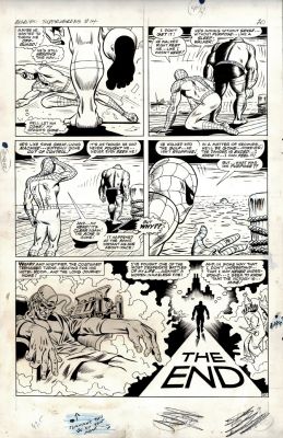 Bill Everett, Ross Andru - Marvel Super-Heroes #14 P 20 (Only Lrg Art Andru Spider-Man Story, 6 Yrs Before Asm Run! Everett Inks! Spider-Man Final Pg Battle!) 1967