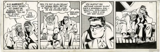 Jack Cole | Cole, Jack / Eisner Studio - Spirit Daily 2/23 1944, Spirit & Ebony Discuss Ellen & Marriage - Last Days of Strip | Cool Lines Art