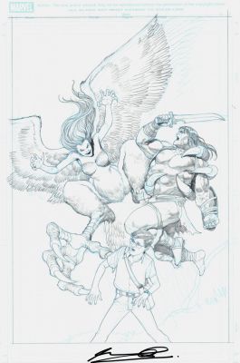 Ariel Olivetti | Incredible Hulk #604 Cover (Bruce Banner Watches Skaar Battle the Harpy!) 2009 | Romitaman