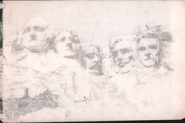 Art Nichols | Mt. Rushmore with Ronald Reagan Added Pencil Art | Anthony’s Comic Book Art
