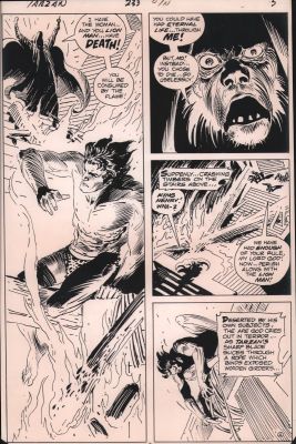 Vintage Stats And Production Art | Tarzan #233 P.4 - Tarzan in a Tight Spot - Vintage Joe Kubert Stat - 1974 | Anthony’s Comic Book Art