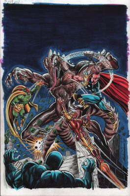 Joe Rubinstein, Ron Wilson | Avengers #124 Cover Re-Creation - Signed - 2016 | Anthony’s Comic Book Art