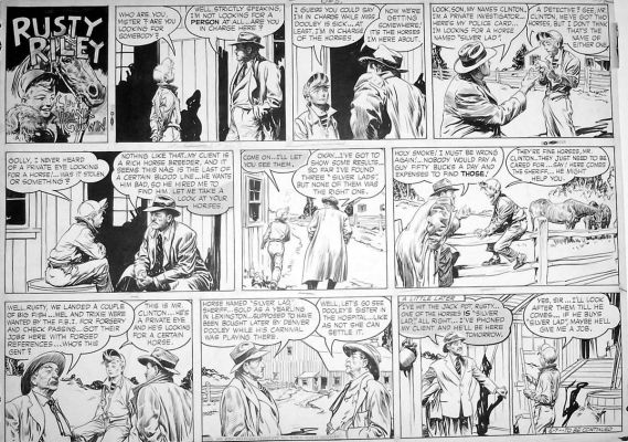 Frank Godwin | Godwin, Frank: Rusty Riley Sunday 6/7 1953, Rusty Helps Pi Find Stolen Horse | Cool Lines Art