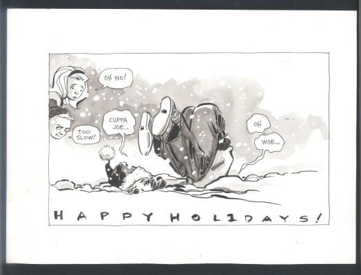 Tim Sale | Tim Sale Original Art For Personalized Christmas Card - Winter Weariness | Koch Comic Art