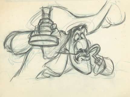 PETER PAN Studio Walt Disney 1952. Dessin d’animation du capitaine Crochet | Rossini