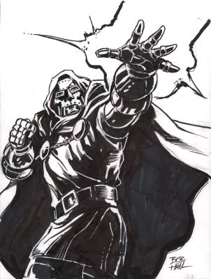 Bob Hall | Dr. Doom Pencil & Ink Commission - Signed | Anthony’s Comic Book Art