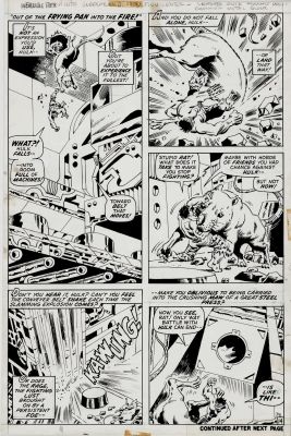 Herb Trimpe, John Severin | Incredible Hulk #154 P 14 (Fantastic Battle Pg & Cover Scene with Hulk in Every Panel Battling Giant Rat!) 1972 | Romitaman