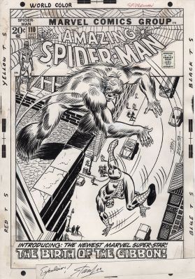 John Romita Sr. | Romita Sr, John - Amazing Spider-Man #110 Cover, Spidey First App. Gibbon - Last Stan Lee Issue- Signed Excelsior! 1972- At Oax 2026 | Cool Lines Art