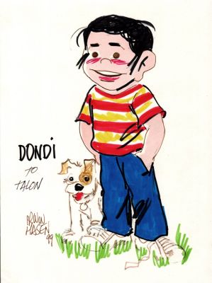 Irwin Hasen | Dondi & His Dpg Talon Penciled, Inked, Hand Colored Pinup (1999) | Romitaman