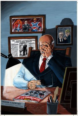 Vince Stone | Captain Confederacy #8 Mixed Media Cover (Captain Confederacy & Miss Dixie with His Hi Level Govt Dad!) 1987 | Romitaman