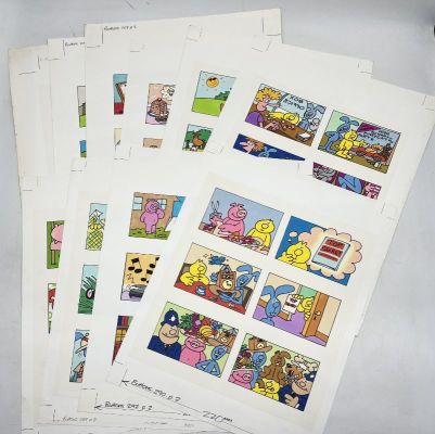 A collection of ten Henrys Cat printing proof original artworks for… | misc / divers