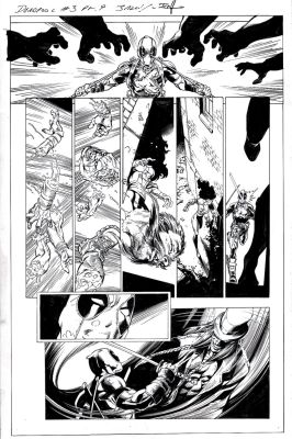 John Dell, Mark Bagley | Deadpool: Assassin #3 P 9 (Deadpool All Out Battle with 2 Villains!) 2018 | Romitaman