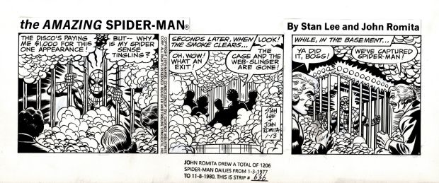 John Romita Sr. | Amazing Spider-Man Daily Strip (1St Run Strip! Romita Pencils & Inks! Spidey Throughout, Trapped in a Cage By Villains!!) 1-13-1979 | Romitaman