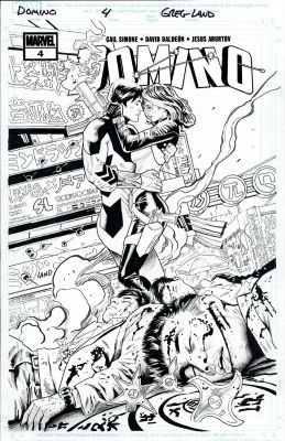 Greg Land | Land, Greg - Domino Vol. 3 #4 Cover, Domino Makes Out W/ Shang Chi 2018 | Cool Lines Art