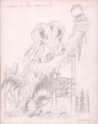 Dave Cockrum | Hedorah the Smog Monster (Godzilla) Aurora Model Kit Design Art - Signed - 1975 | Anthony’s Comic Book Art