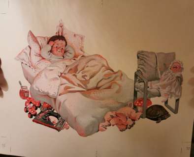 Nicole Claveloux | Rouge, bien rouge – non paginé 2 Christian Bruel, Didier Jouault Le Sourire qui mord, 1986 Huile sur papier 40 x 30 cm | JML Arts