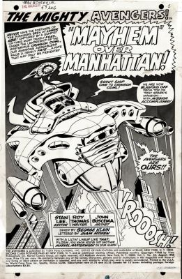 George Klein, John Buscema | Avengers #55 P 1 Splash (The Super Villains on Ship Get Ready To Take Over Avengers Mansion!) 1968 | Romitaman