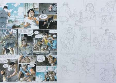 Hermann - Planche esquisse originale - Bernard Prince T.18 - Menace sur le Fleuve - (2010) | Catawiki