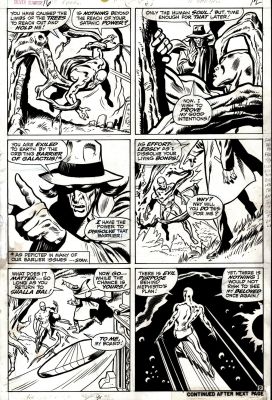 John Buscema Chic Stone | Silver Surfer #16 P 9 (Classic Silver Surfer in 5 of 6 Panels Battling Mephisto!) 1970 | Romitaman