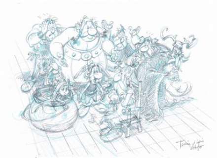 Fabrice Tarrin - lot 472 - Astérix, dessin original Ã  la mine de plomb et aux…