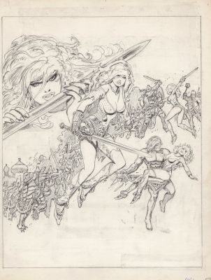 Frank Thorne | Thorne, Frank - Ghita of Alizarr Film Presentation Board 1985-1986 Media Type: Pencil Art Type: Pinup Artists: Frank Thorne Penciller Stamped on the Back And Dated 1986 | Cool Lines Art