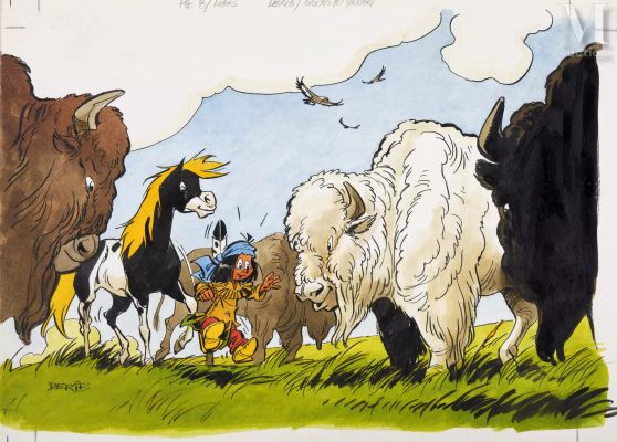 Derib (Claude de Ribeaupierre, Né En 1944) | Yakari et les bisons. | Millon