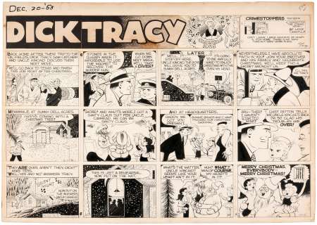 "DICK TRACY" CHRISTMAS 1953 SUNDAY PAGE ORIGINAL ART. | Hake’s