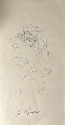 John Buscema | John Buscema - Signed - Punisher And Sketches Front And Back | ComicArtFans Classifieds