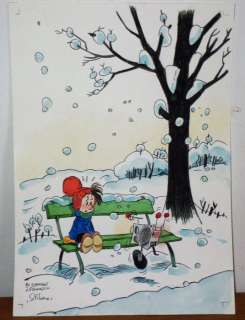 Stibane - Dessin original - Le petit Noël - Hommage Ã  Franquin | Catawiki
