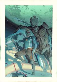 Esad Ribic - Guardians of the galaxy #1 painted art variant cover - la - starlord and groot in space - 2019 signed