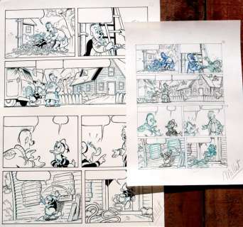 Donald Duck - 1 Original page (2 half pages) + Original sketchpage by Millet - Comic "Norman the Rat" number 7 - EO | Catawiki