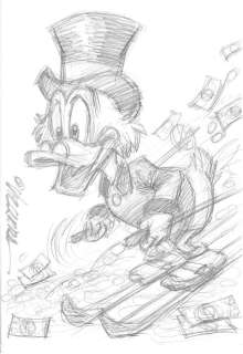 Uncle Scrooge - Skiing on Money - Original Sketch - Joan Vizcarra  - EO | Catawiki