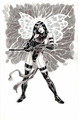 Christopher Schenck | C. Schenck Psylocke Oa $500 (Obo) 11X17 Ink & Wash (Marvel/X-Men) | ComicArtFans Classifieds