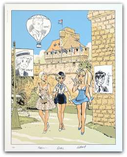 Dany, Félix Meynet, François Walthéry | Sérigraphie Colombe, Mirabelle et Natacha avec dessins originaux de Olivier Rameau, de Walter et de Mel | 2DGalleries