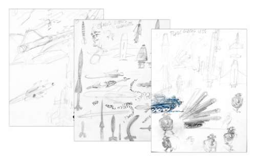 Franquin | Les idées noires, ensemble de trois études Ã  la… | Banque Dessinée